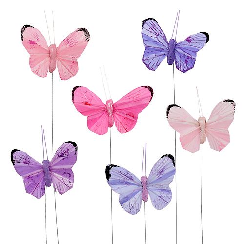 Floristik24 Schmetterling 5cm Rosa-Lila sort. 24St