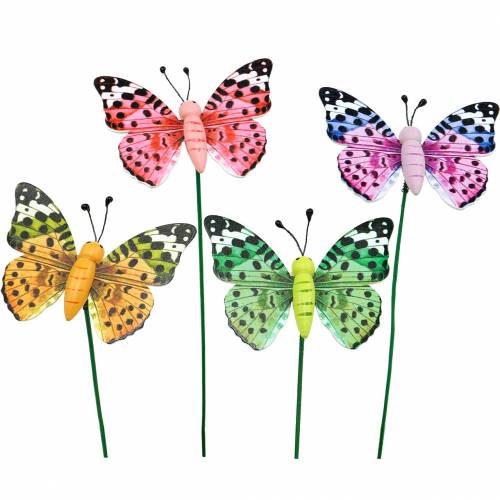 Floristik24 Deko-Schmetterling am Stab Blumenstecker Frühlingsdeko 16 St