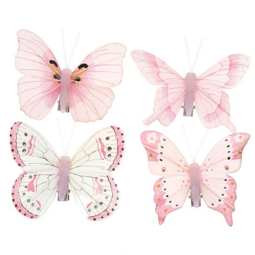 Floristik24 Schmetterling am Clip Rosa 8cm 8St