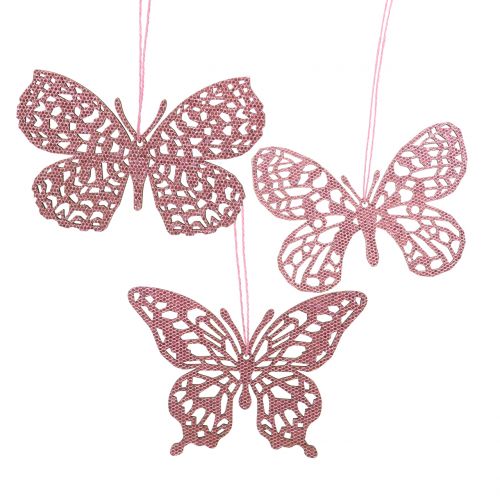 Dekohänger Schmetterling Pink Glitter 8cm 12St