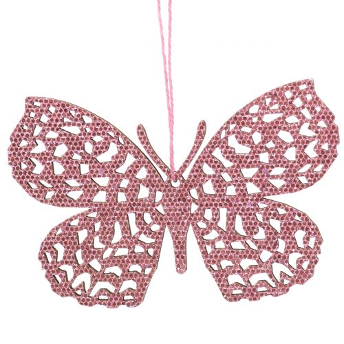 Floristik24 Dekohänger Schmetterling Pink Glitter10cm 6St