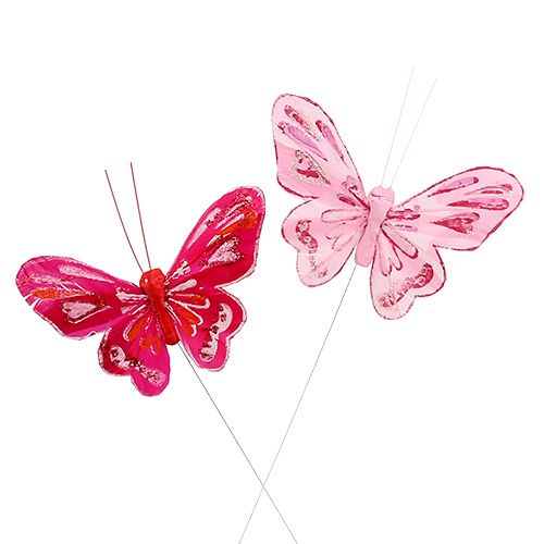 Floristik24 Schmetterling 9,5cm Pink 12St