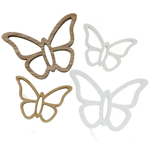 Artikel Holzschmetterling Weiß/Natur 3cm - 4,5cm 48St