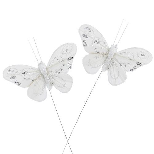 Floristik24 Schmetterling Weiß 9cm mit Glitter 12St