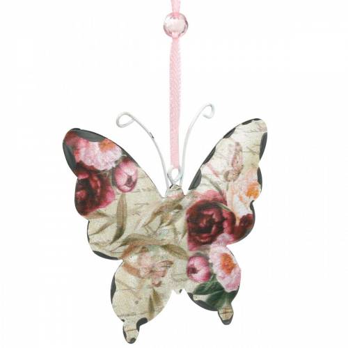 Floristik24 Schmetterling zum Hängen Metall Dekohänger 9cm Frühlingsdeko 6St