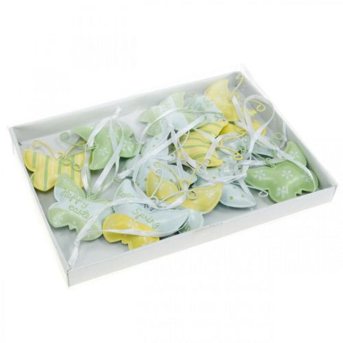 Floristik24 Schmetterling zum Hängen Metall Gelb, Grün, Weiß Sortiert Osterdeko 12St