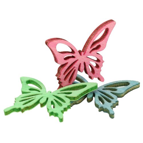 Floristik24 Schmetterlinge Mix Holz Rosa, Grün, Blau 4cm 72 St