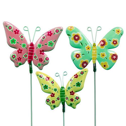Floristik24 Schmetterlinge mit Draht Blech bunt 6cmx5cm L24cm