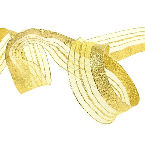 Floristik24 Schmuckband mit Lurexstreifen Gold 40mm 20m