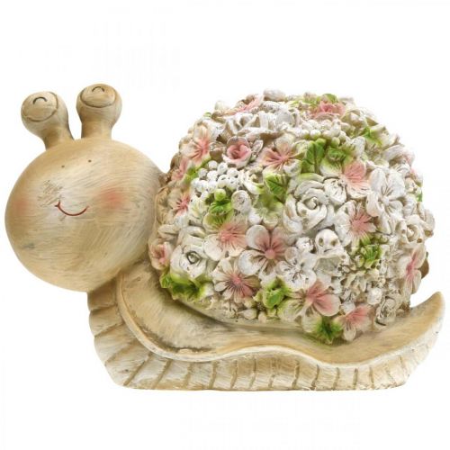 Floristik24 Schnecke mit Blütendeko, Gartentier, Dekoschnecke,Sommerdeko Braun/Rosa/Grün H13,5cm L19cm