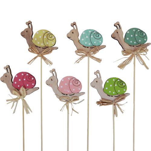 Artikel Blumenstecker Holz Deko Schnecken Bunt 8,5×8cm 12 St