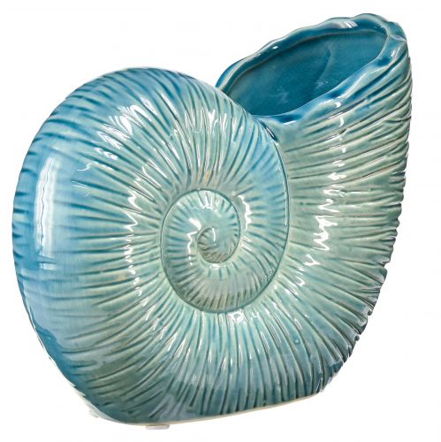 Floristik24 Schnecken Deko Vase Blumenvase Blau Keramik L18cm
