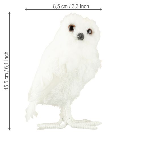 Artikel Schneeeule Deko Eule Weiß mit Fell und Federn 15,5cm 2St
