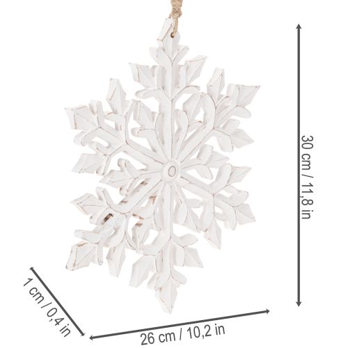 Hängedekoration Schneeflocke aus Holz 30 cm Weiß | Floristik24.at