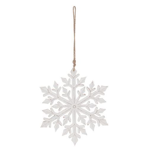Hängedekoration Schneeflocke aus Holz 30 cm Weiß | Floristik24.at