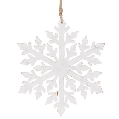 Hängedekoration Schneeflocke aus Holz 30 cm Weiß | Floristik24.at