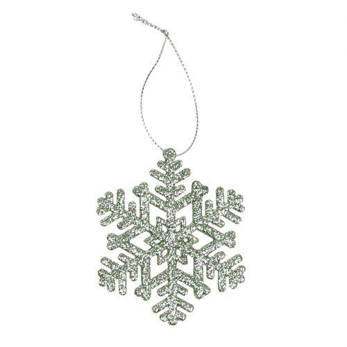 Floristik24 Schneeflocke Ø8cm Mintgrün mit Glitter 12St