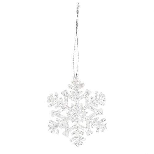 Floristik24 Schneeflocke Ø8cm Weiß mit Glitter 12St