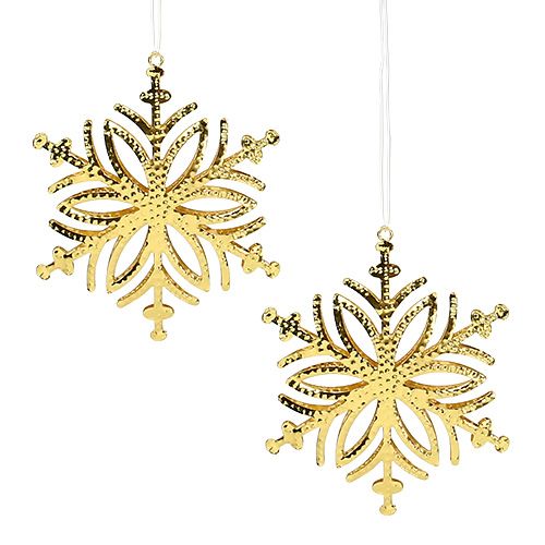 Schneeflocke aus Metall Gold 10cm 4St