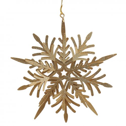 Floristik24 Schneeflocke 3D-Effekt Gold 16cm x 15,5cm 2St