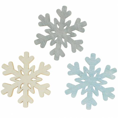 Floristik24 Streudeko Schneeflocke Blau/Grau/Weiß 4cm 72St