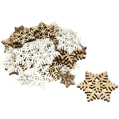 Artikel Schneeflocken Holz Deko Weiß Natur 3/5/7cm Sortiert 36St