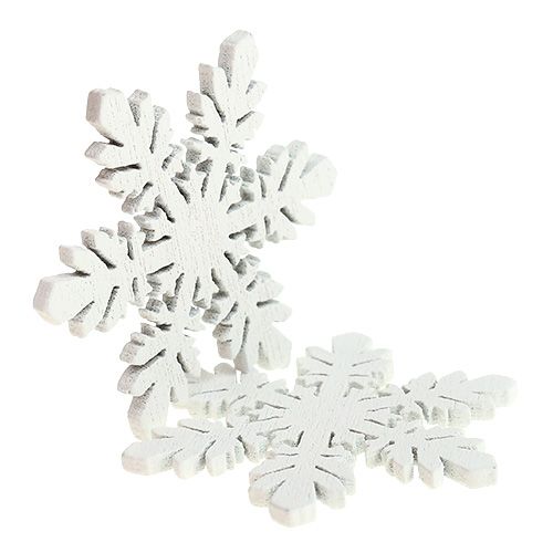 Artikel Schneeflocken aus Holz Weiß Ø3,7cm 48St