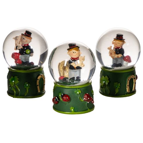 Schneekugel-Set mit Schornsteinfeger-Figuren 4 cm 3-teilig, grüne Sockel bestellen | Floristik24.at
