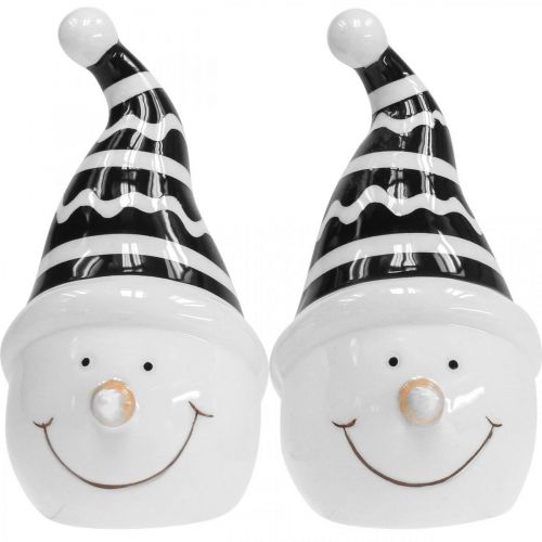 Artikel Schneemann Figur Deko Keramik Schwarz Weiß 12,5cm 3St