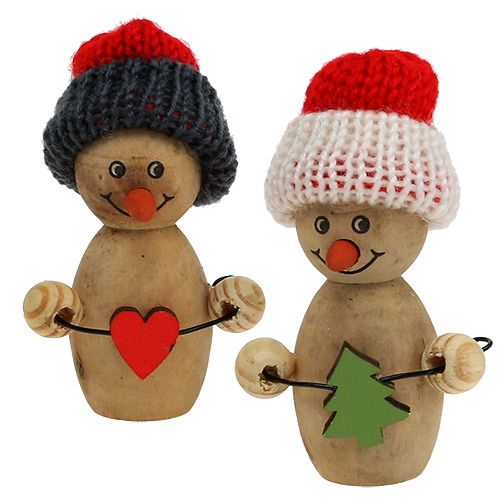 Floristik24 Schneemann Figur Holz 8cm - 9cm 6St