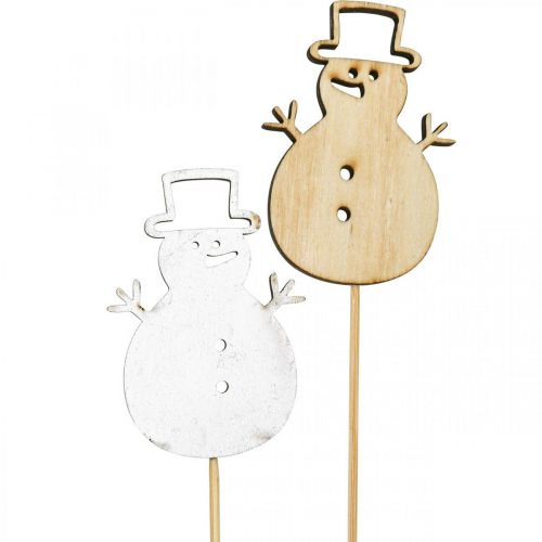 Blumenstecker Weihnachten Deko Schneemann Holz 7cm 12St