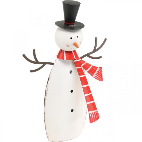 Floristik24 Weihnachtsdeko, Schneemann mit Schal, Metalldeko für den Winter H33cm