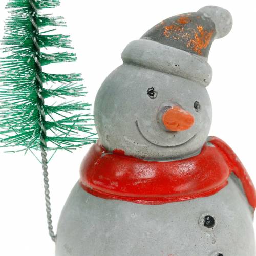 Floristik24 Weihnachtsfigur Schneemann mit Tanne Beton Grau, Bunt 9cm–11cm 4St