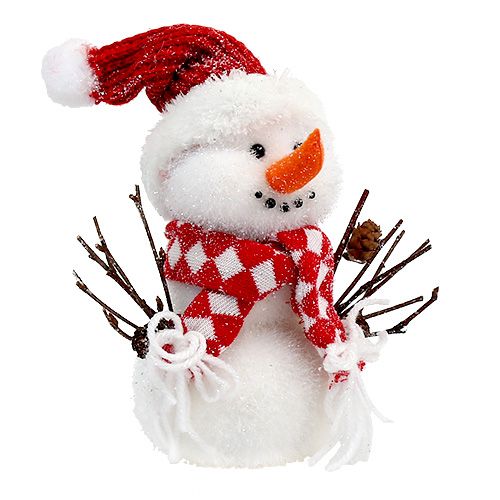 Floristik24 Schneemann weiß-rot beflockt 24cm