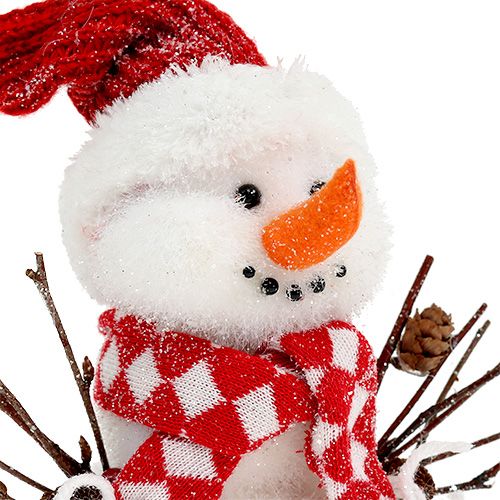 Floristik24 Schneemann weiß-rot beflockt 24cm