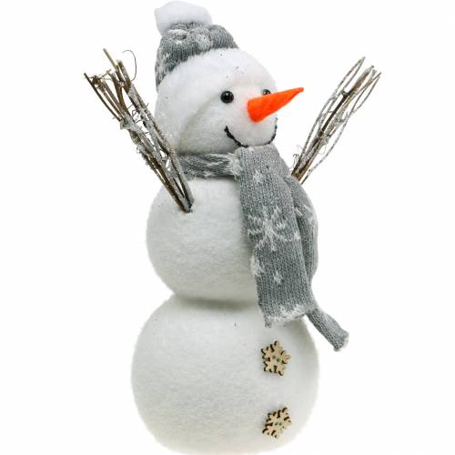 Floristik24 Schneemann mit Schal und Mütze Weiß, Grau Dekofigur Winterdeko