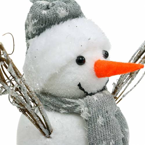 Floristik24 Schneemann mit Schal und Mütze Weiß, Grau Dekofigur Winterdeko
