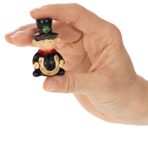 Schornsteinfeger-Figur aus Polyresin 5 cm, 6 Stück, Schwarz-Rot-Grün, zum Kleben | Floristik24.at