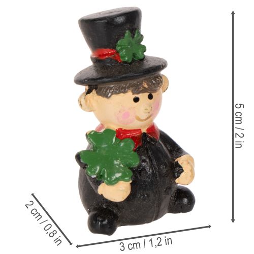 Schornsteinfeger-Figur aus Polyresin 5 cm, 6 Stück, Schwarz-Rot-Grün, zum Kleben | Floristik24.at
