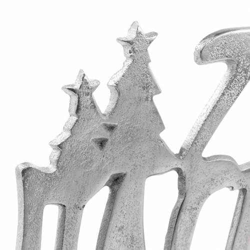 Artikel Tischdeko „Winterzeit“ Metall, Mangoholz Silbern 33×22cm