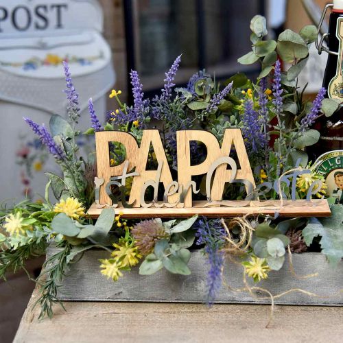 Schriftzug „Papa“, Holzdeko, Himmelfahrt, Geschenk zum Vatertag Natur, Silbern L22,5cm H8cm 3St