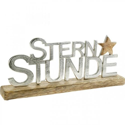 Floristik24 Schriftzug „Sternstunde“ auf Sockel, Metalldeko, Mango-Holz B38cm