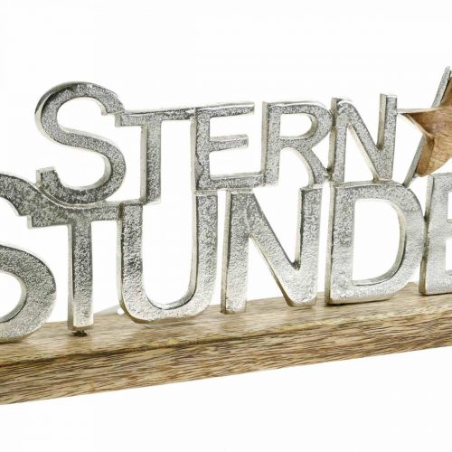 Floristik24 Schriftzug „Sternstunde“ auf Sockel, Metalldeko, Mango-Holz B38cm