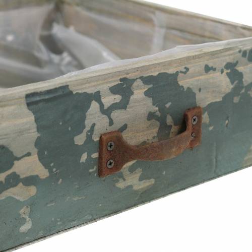 Floristik24 Schubkasten zum Bepflanzen Antikblau Holz 24×22cm