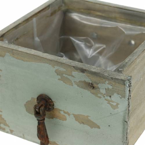 Floristik24 Pflanzgefäß Holzschublade Antik Grau 16cm x 14cm