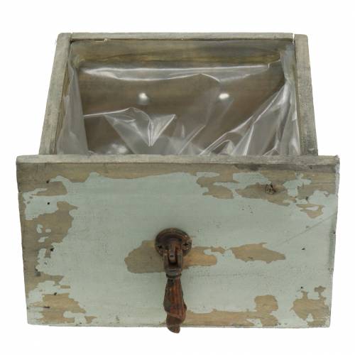 Floristik24 Pflanzgefäß Holzschublade Antik Grau 16cm x 14cm