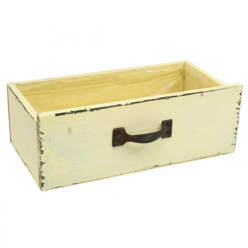 Floristik24 Holz Schublade zum Bepflanzen Gelb Shabby Chic 25×13×8cm