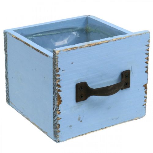 Floristik24 Pflanzkasten Holz-Schublade Hellblau Shabby 12,5×12,5×10cm