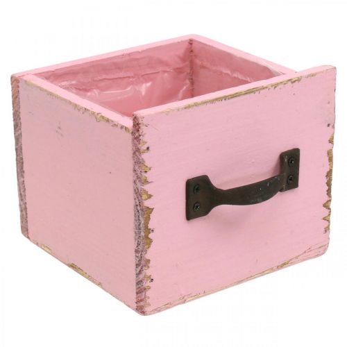 Floristik24 Deko Schublade zum Bepflanzen Rosa Holz Shabby Chic 12,5×12,5×10cm