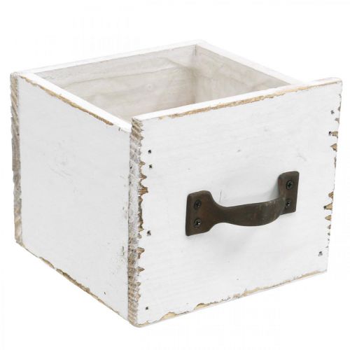 Floristik24 Pflanz-Schublade Holz Weiß Shabby Chic Deko 12,5×12,5×10cm